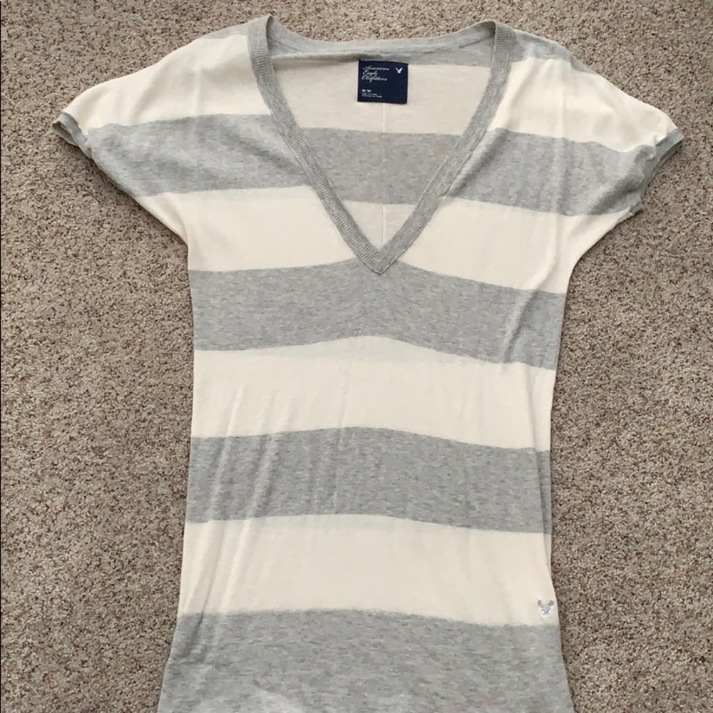 EUC American Eagle Striped Short Sleeve Sweater